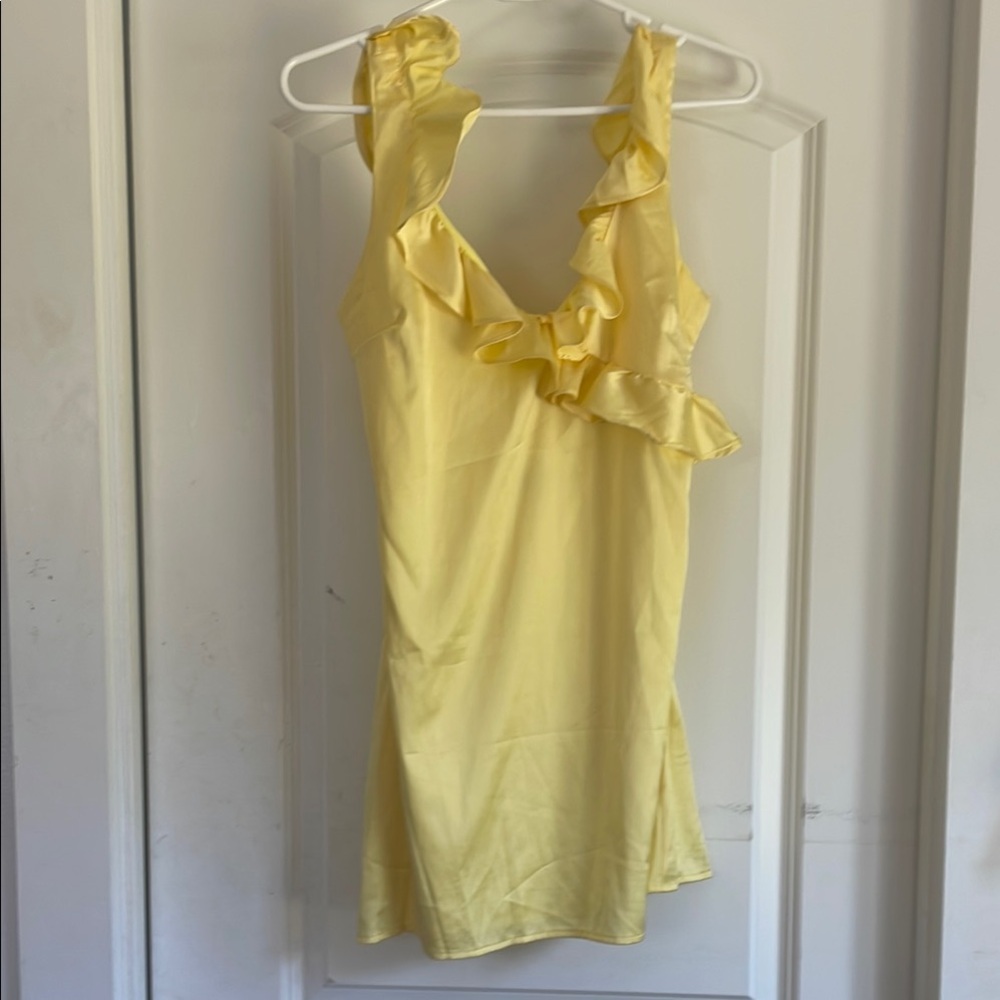 Yellow Ruffled Sleeveless Dress